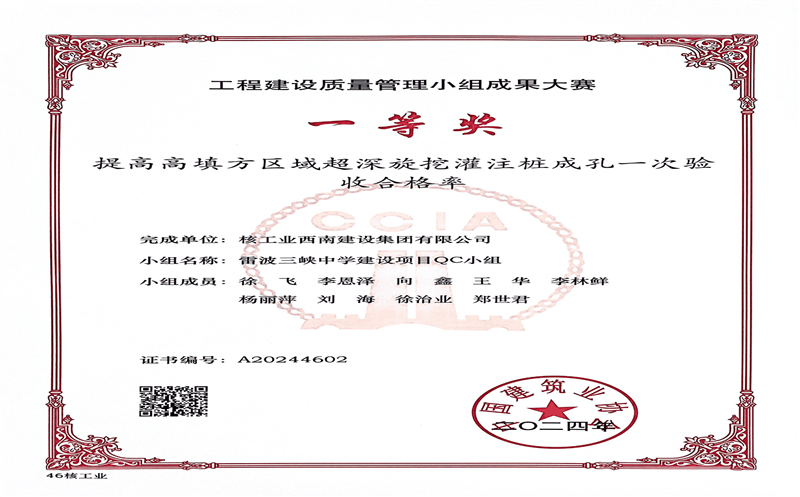 喜讯丨核西南建设集团两项QC成果 荣获国家级奖项